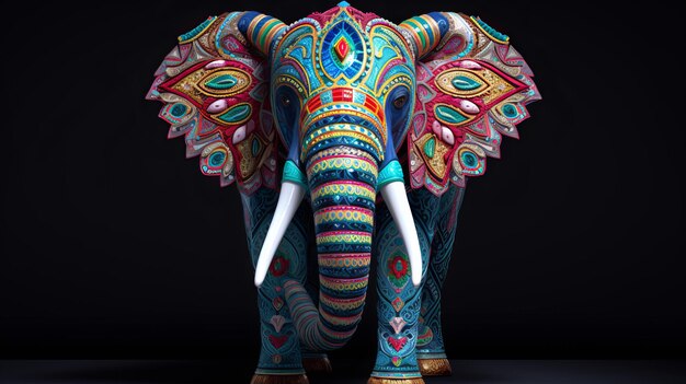 An elephant made of colorful ornaments