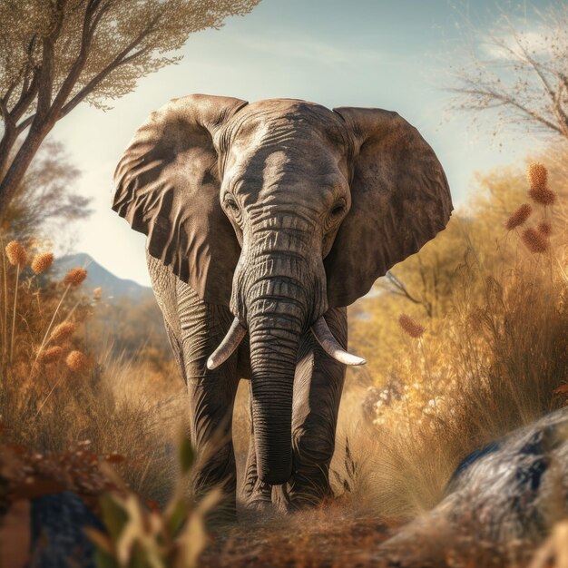 Elephant in natural habitat generative AI