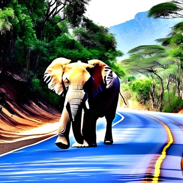 Elephant on a road