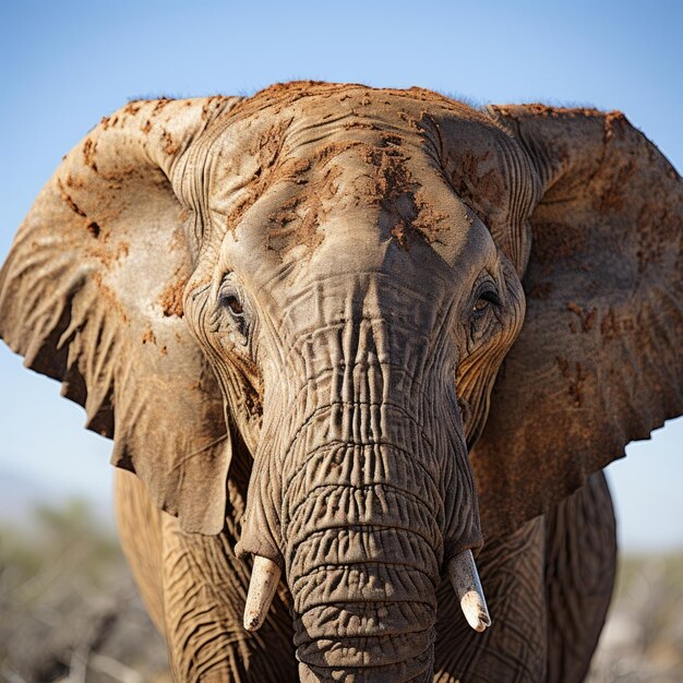 An elephant's face and trunk in close up Generative AI