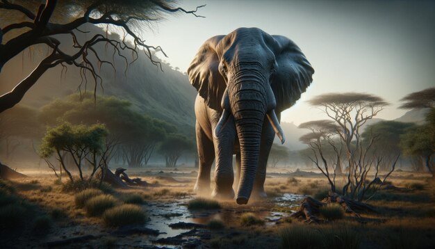 Elephant in the savannah