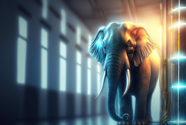 Elephant in the server room Concept of the big data and digital fragility Generated AI