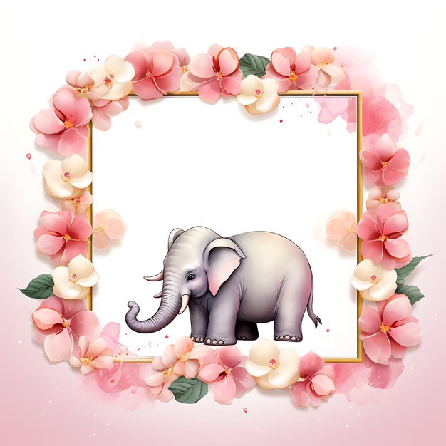 Elephant Silhouette Frame With Rasgulla Sweets Cardamom and watercolor Style Of Indian Culture