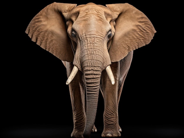 Foto elephant studio shot isolato su uno sfondo nero chiaro generative ai