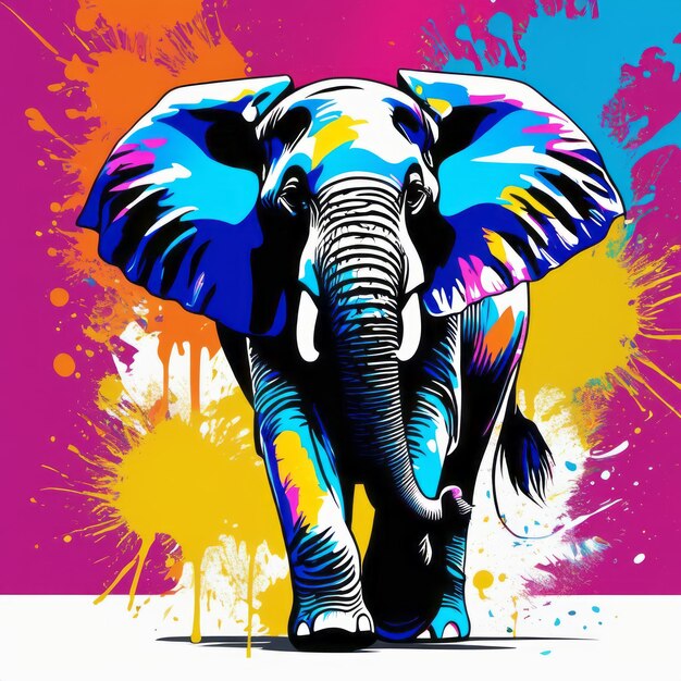 Elephant in the sun color illustration created with generative ai software