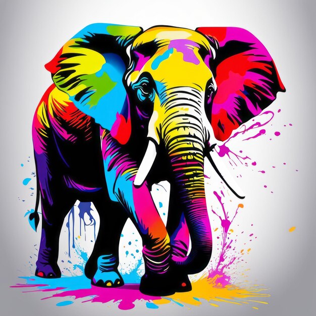 Elephant in the sun color illustration created with generative AI software