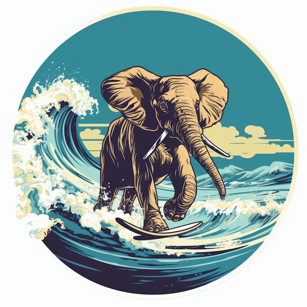 Elephant surfing in Tarifa Spain AI Generated pictures