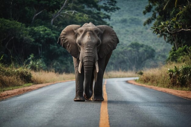 Photo a elephant walking on the road