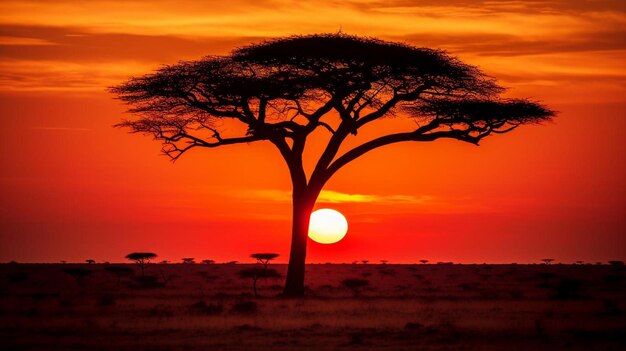 elephant walking in sunset near a tree in masai mara in kenya