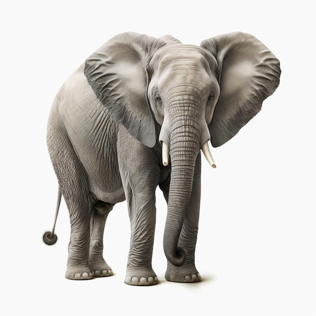 Elephant on white background created with generative AI