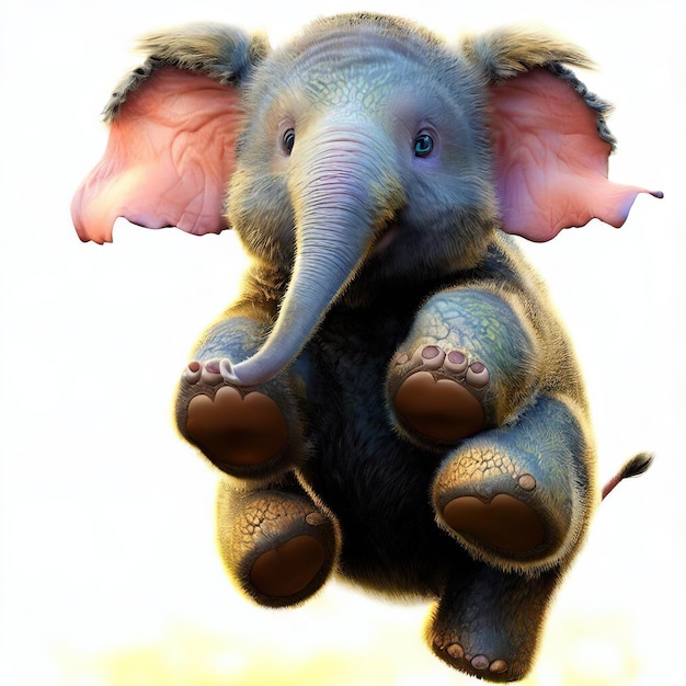 An elephant with a big pink ear