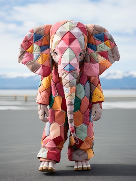 an elephant with a colorful cover that says  elephant