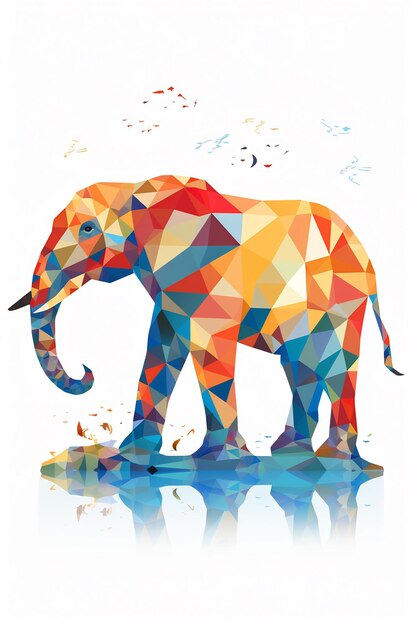 an elephant with a colorful geometric pattern on it