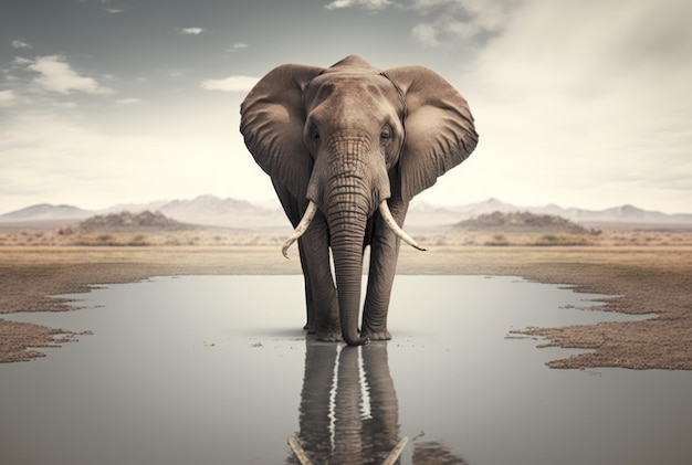 Elephant with copy space background World wildlife day concept