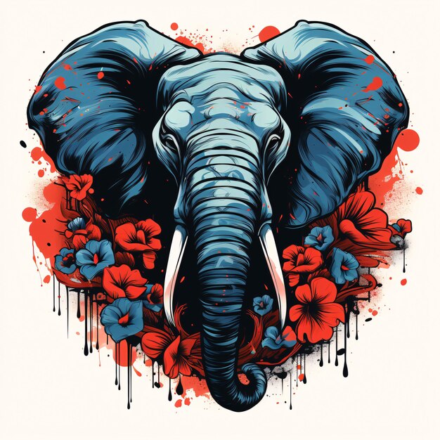 an elephant with flowers on it