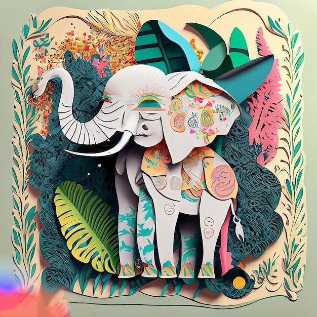 An elephant with a hat on its head and a green hat.