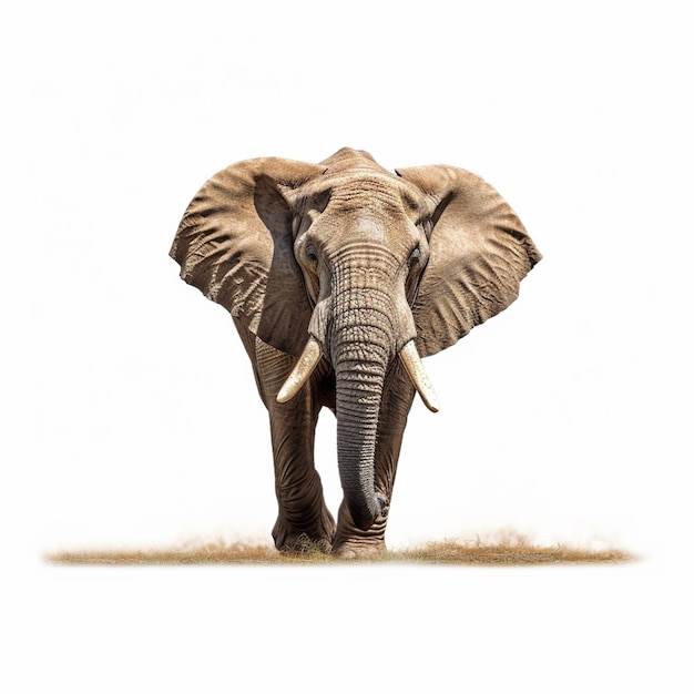 An elephant with large ears walks towards the camera.