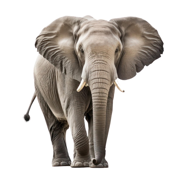 An elephant with large ears and a white background