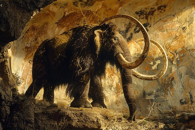 Photo an elephant with a large horn is shown in a painting