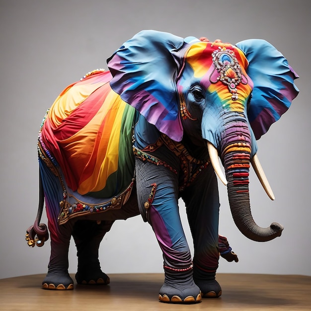 An elephant with a rainbowhued mane standing tall Ai Generate