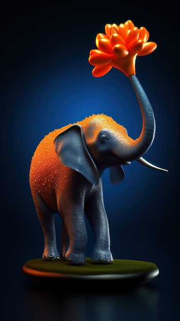 An elephant with a red hat on his head