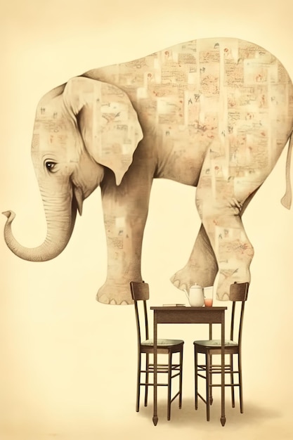 an elephant with the word elephant on it