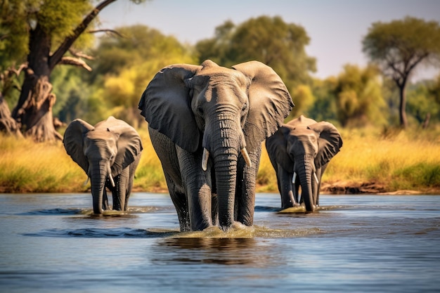 Photo elephants in chobe national park botswana africa elephants in chobe national park botswana africa ai generated