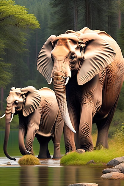 Elephants in the forest