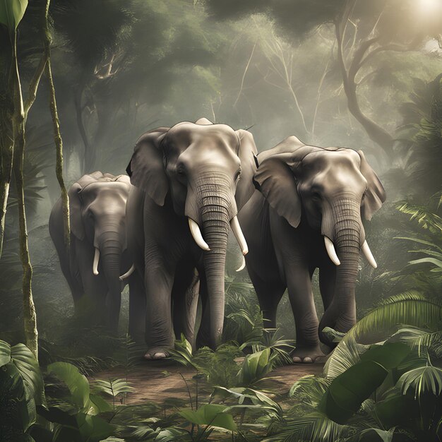 Elephants in the jungle