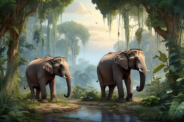 Elephants in the jungle