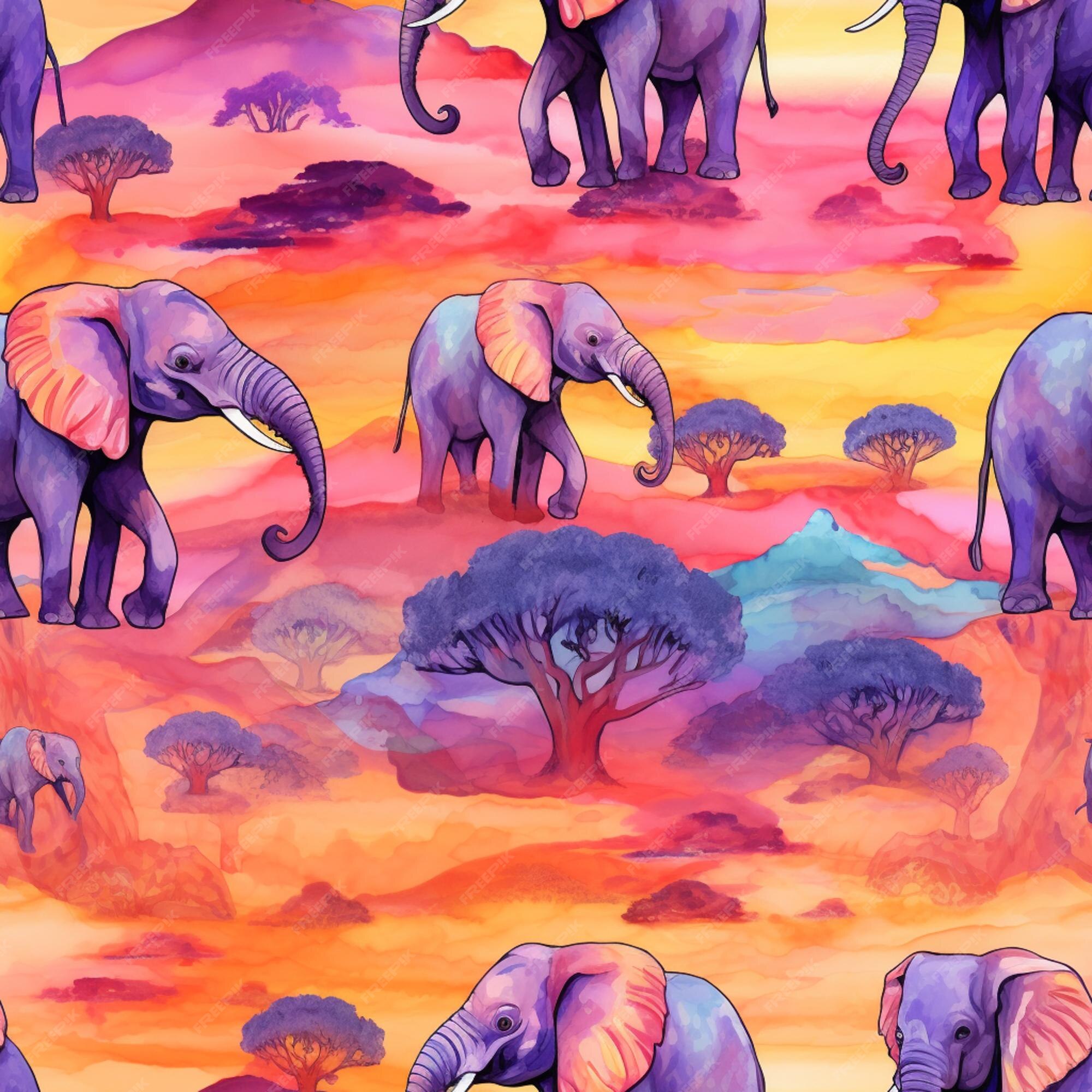 Premium Photo | Elephants in the wild with a sunset background