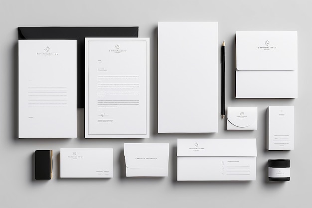 Photo elevate elegance with a monochromatic stationery set of clean lines and subtle textures