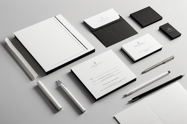 Photo elevate elegance with a monochromatic stationery set of clean lines and subtle textures