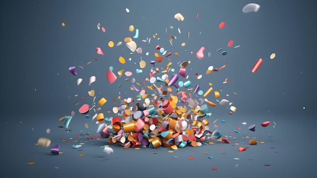 Elevate the mood with a lively 3D rendering of party confetti