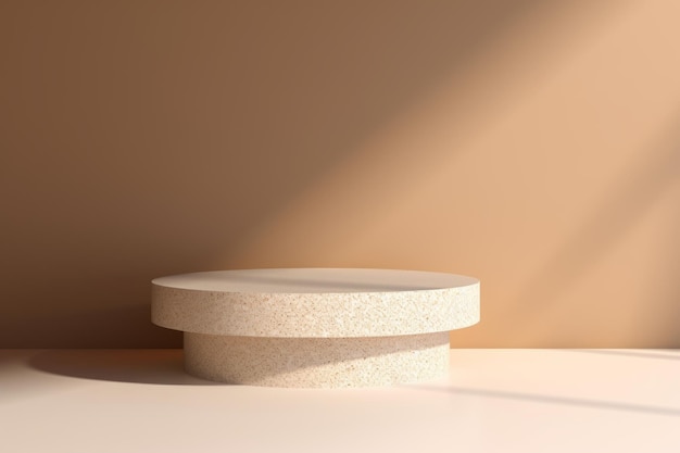 Photo elevate your display sunlit shadows on a modern terrazzo granite pedestal table presenting luxury b