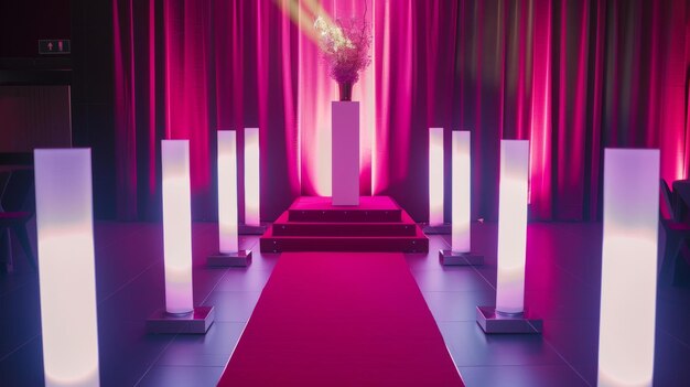 Photo elevate your event with this sleek podium complete with a hollywoodstyle spotlights and a red carpet