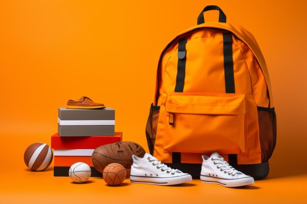 Elevate your style a vibrant composition of trendy school uniform backpack sneakers and statione