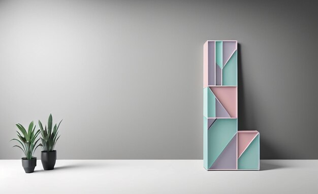 Elevated Display Geometric Stand Podium on Pastel Color Background for Product Presentation