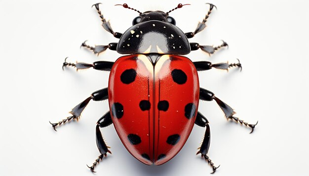 Photo elevated front view of ladybug isolated