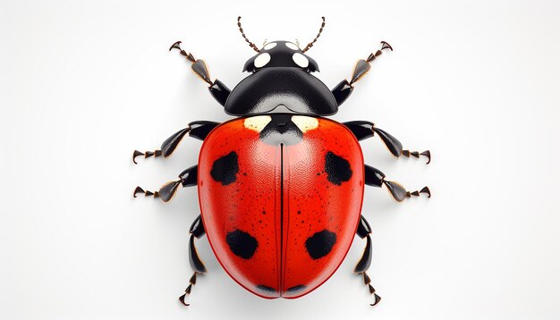 Photo elevated front view of ladybug isolated