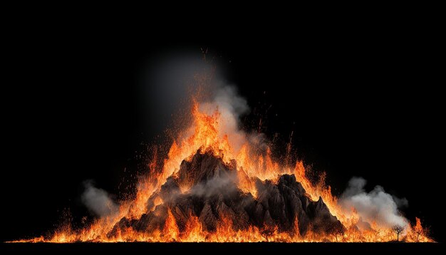 Photo elevated side view of fire isolated