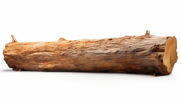 Photo elevated side view of log isolated