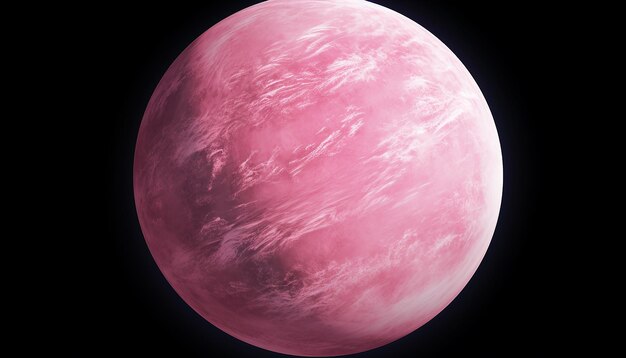 Elevated Side View of Pink Planet Isolated