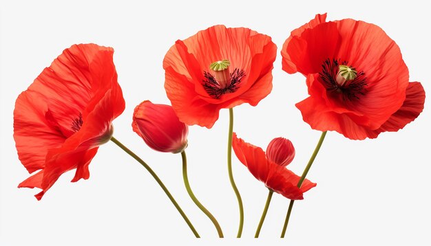 Photo elevated side view of poppy flower isolated