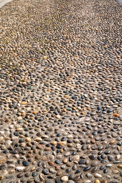 Photo elevated view of cobblestone road