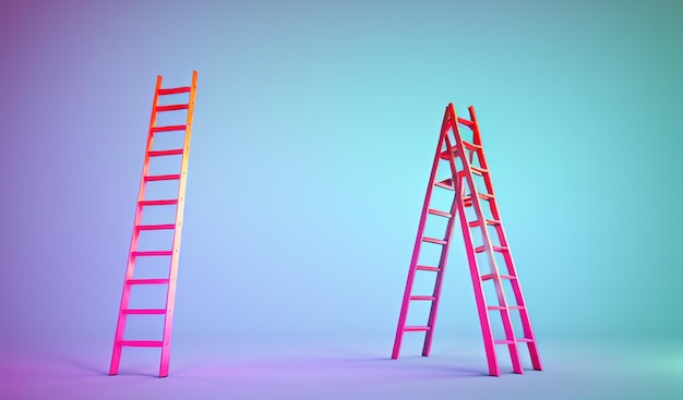 Elevating dreams normal blue ladder to glowing ladder bridging the gap from dream to success wi
