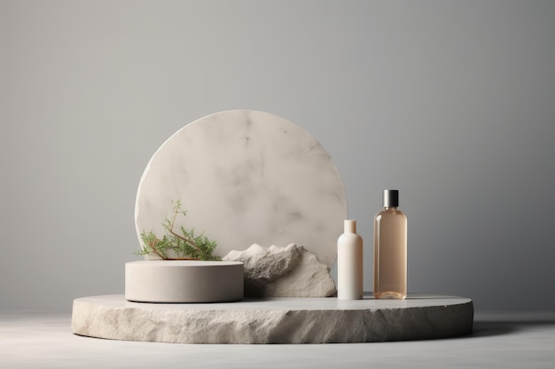 Elevating Radiance Stone Podium MockUp verbetert de cosmetische presentatie van het product