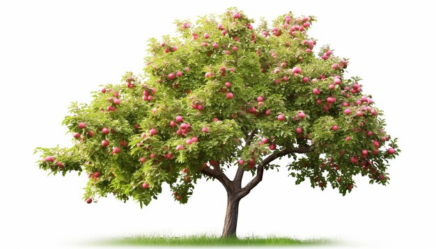 Photo elevation side view of an apple tree