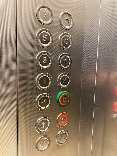 elevator button panel in the modern elevator