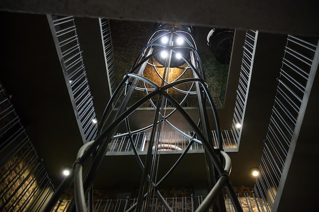 Elevator shaft in Astronomical Clock Tower Prague Czech Republic